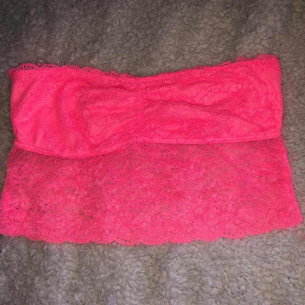 VS Pink Lace Tube Top Bralette